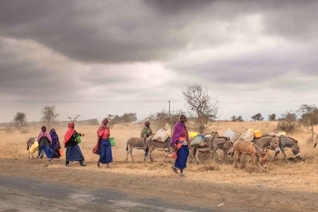 This Maasai women are on there way to collect water. It can take the woman a whole day to get back in there village. The picture was taken out of the car.