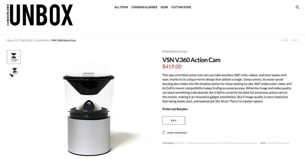 VSN V360 Action Cam Resource Unbox