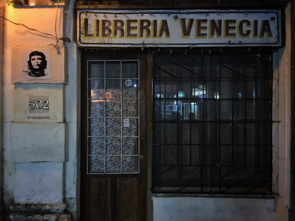 Night at the Libreria Venecia in Havana. 